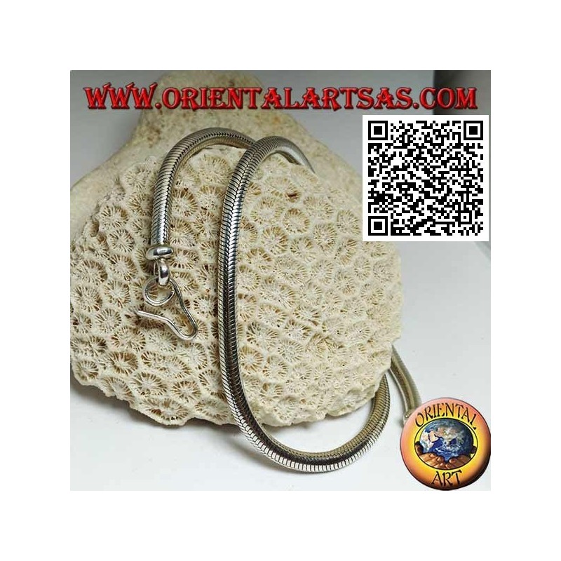 Collar de eslabones de serpiente de plata de 700 ‰, gargantilla de 42 cm x 4,5 mm
