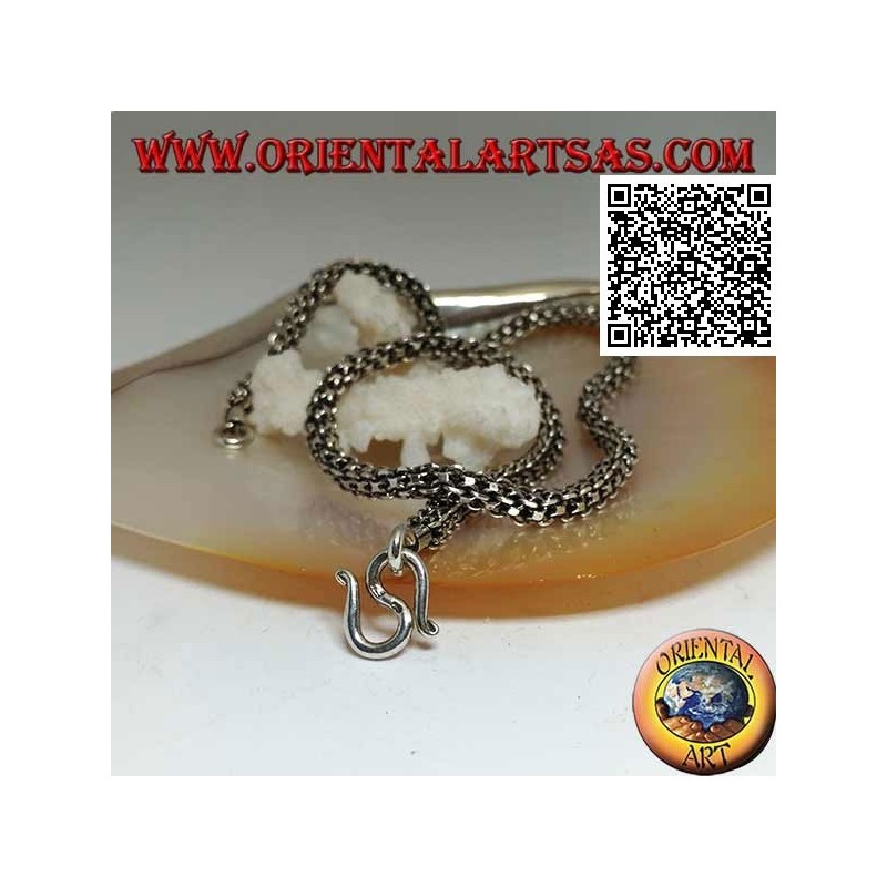 925 ‰ silver necklace with square section of intertwining rings, 41 cm x 4 mm choker