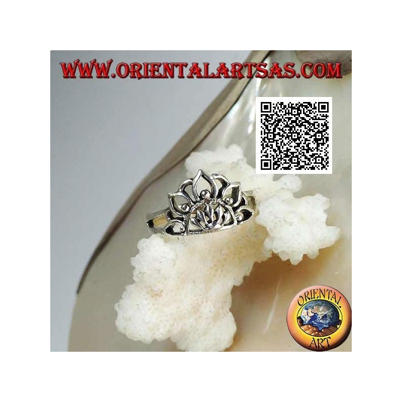 Lotus flower silver ring with half sun in the center (symbol of purity and rebirth)