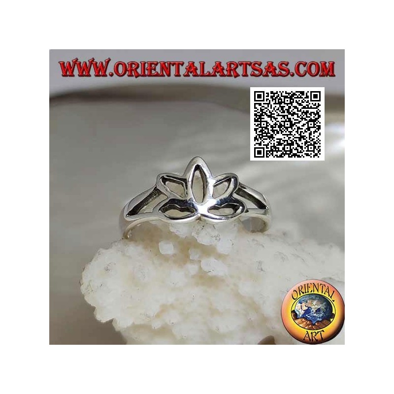 Smooth silver ring, the small and openwork lotus flower (symbol of purity)