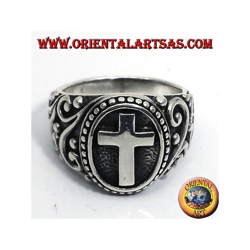 anillo de cruz en plata