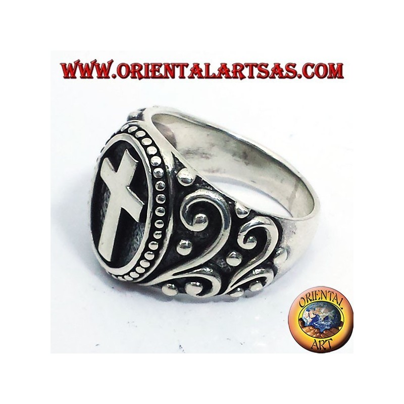 anillo de cruz en plata