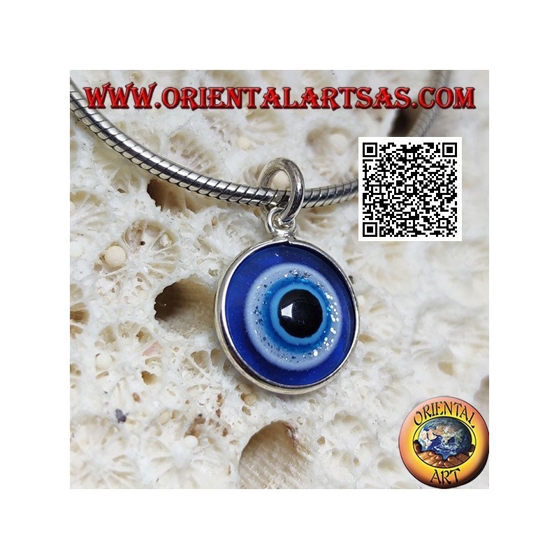 Pendentif en argent, l'oeil d'Allah (amulette contre le mauvais œil et la malchance)