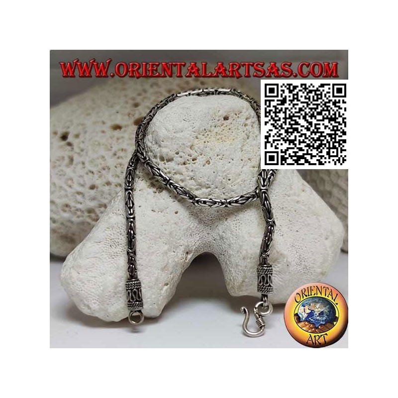 Collana in argento 925 ‰ a borobudur (maglia bizantina) da 41,5 cm x 3 mm