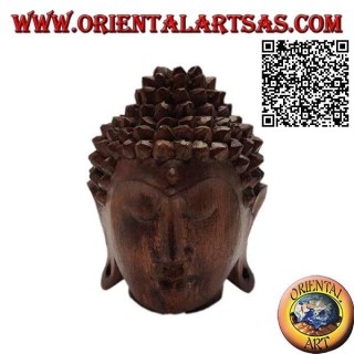 Dreidimensionale Buddha-Kopfskulptur aus einem 12 cm langen Block Suarholz