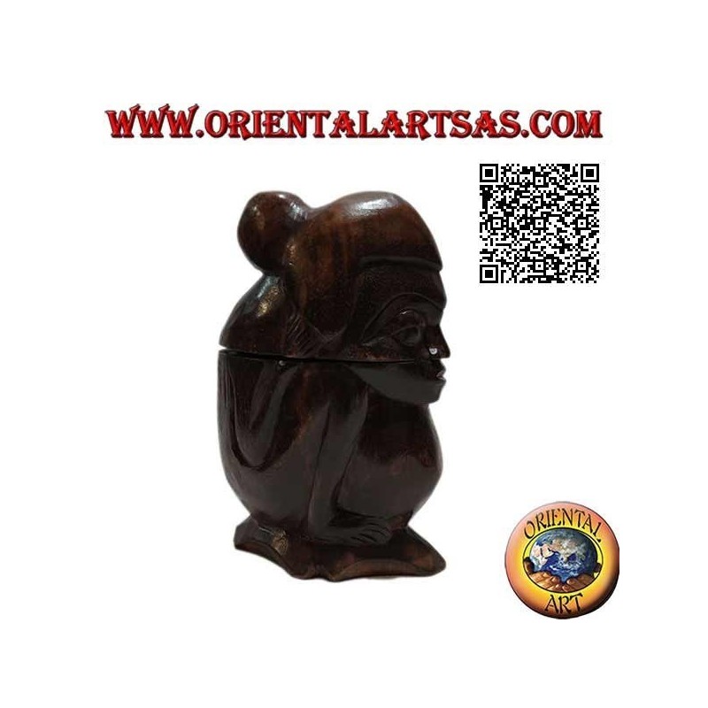Box in the shape of a crouching aboriginal hand carved from a single block of Suar wood (Lombok)