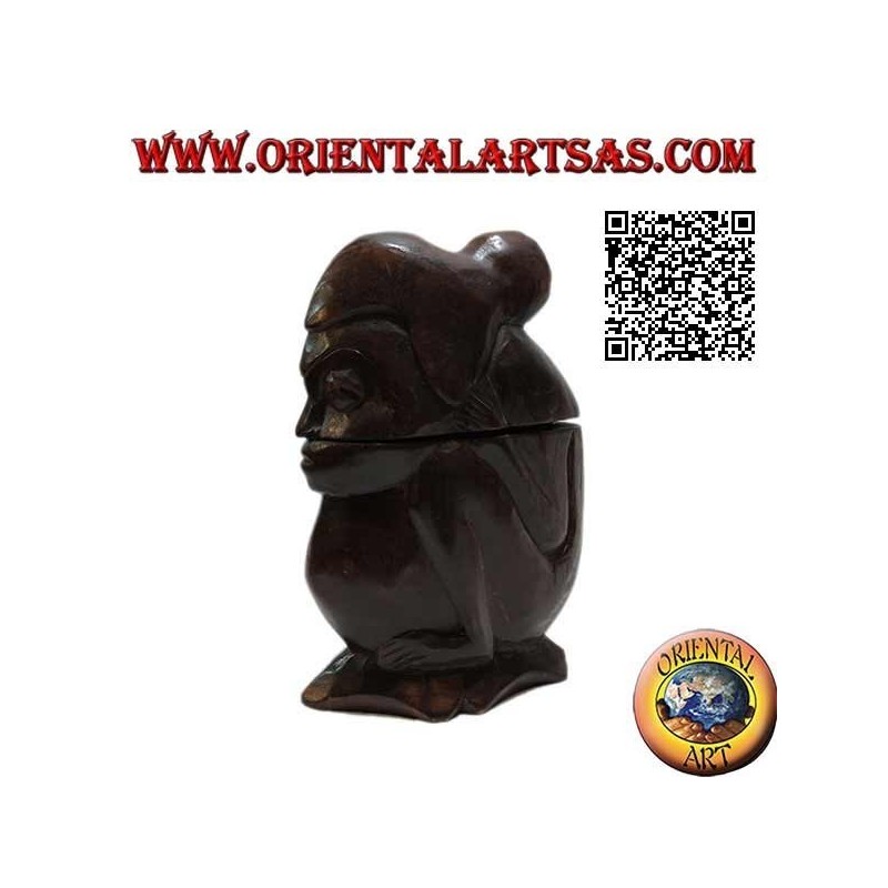 Box in the shape of a crouching aboriginal hand carved from a single block of Suar wood (Lombok)