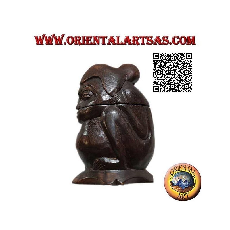 Box in the shape of a crouching aboriginal hand carved from a single block of Suar wood (Lombok)