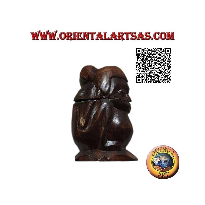 Box in the shape of a crouching aboriginal hand carved from a single block of Suar wood (Lombok)