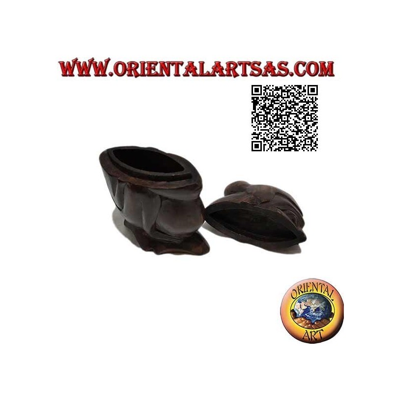 Box in the shape of a crouching aboriginal hand carved from a single block of Suar wood (Lombok)