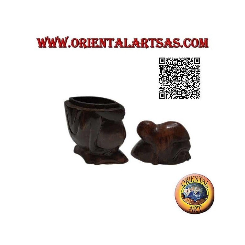 Box in the shape of a crouching aboriginal hand carved from a single block of Suar wood (Lombok)