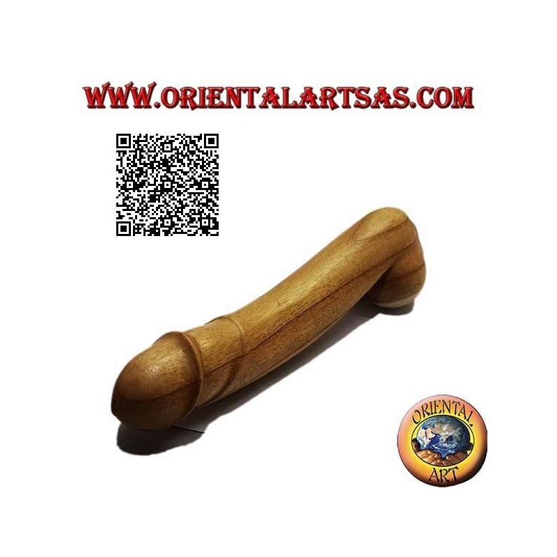 Sculpture d'un phallus / pénis, symbole de fertilité en bois de pin américain 31 cm (forme phallique)
