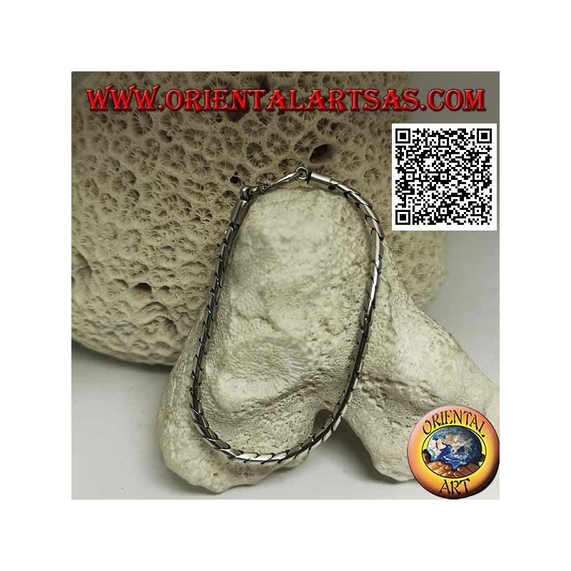 Weiches silbernes rundes Scharnierarmband mit glattem 19,5 cm x 3 mm Haken