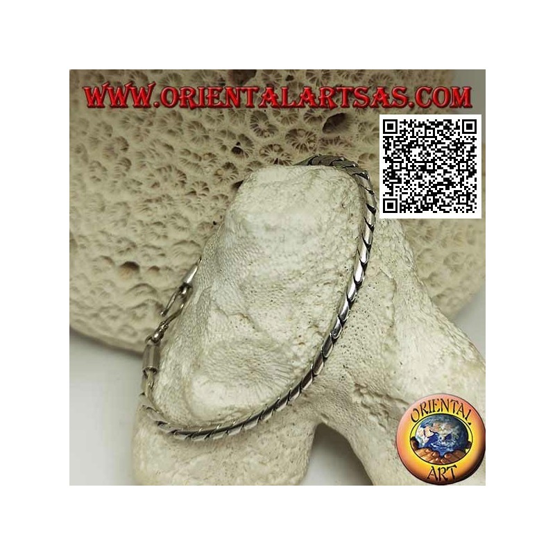 Bracelet articulé rond en argent doux avec crochet lisse 19,5 cm x 3 mm