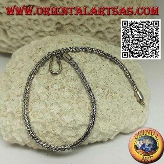 Pulsera de plata de eslabones de serpiente de Indonesia con gancho liso 21,5 cm x 2,5 mm