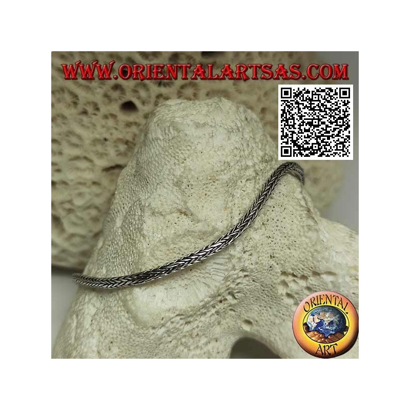 Silver Indonesian snake link bracelet with smooth hook 21.5cm x 2.5mm