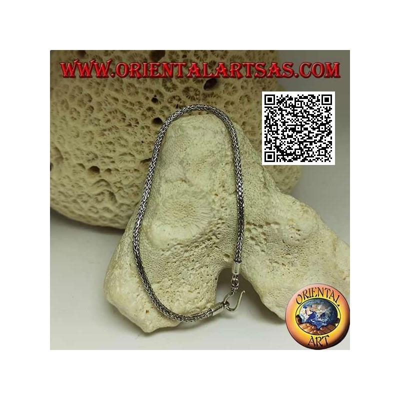 Bracciale Argento Snake Indonesiano Artigianale 21,5cm | Oriental Art