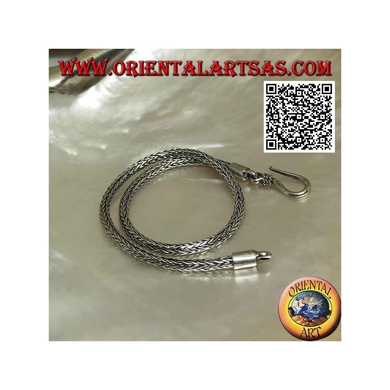 Bracelet à maillons serpent indonésien argent avec crochet lisse 21,5 cm x 2,5 mm