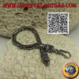 Silbernes "Borobudur" Gliederarmband (byzantinisches Glied) mit Serpentinenhaken 15,5 cm x 4 mm