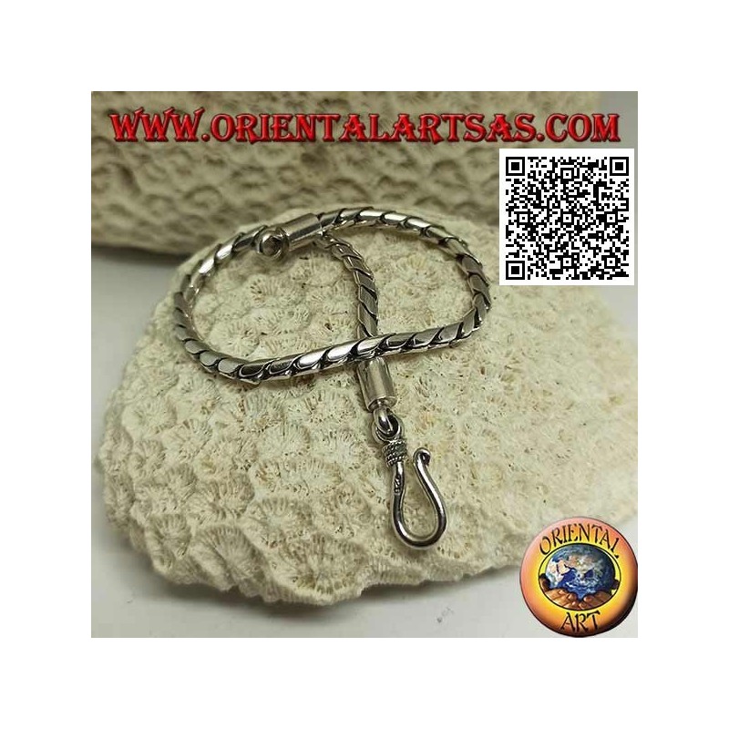 Pulsera articulada redonda de plata suave con gancho liso de 20 cm x 3 mm