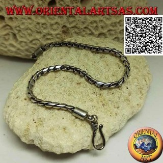 Pulsera articulada redonda de plata suave con gancho liso de 20,5 cm x 3 mm