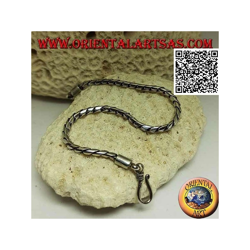 Weiches silbernes rundes Armband mit glattem Haken 20,5 cm x 3 mm