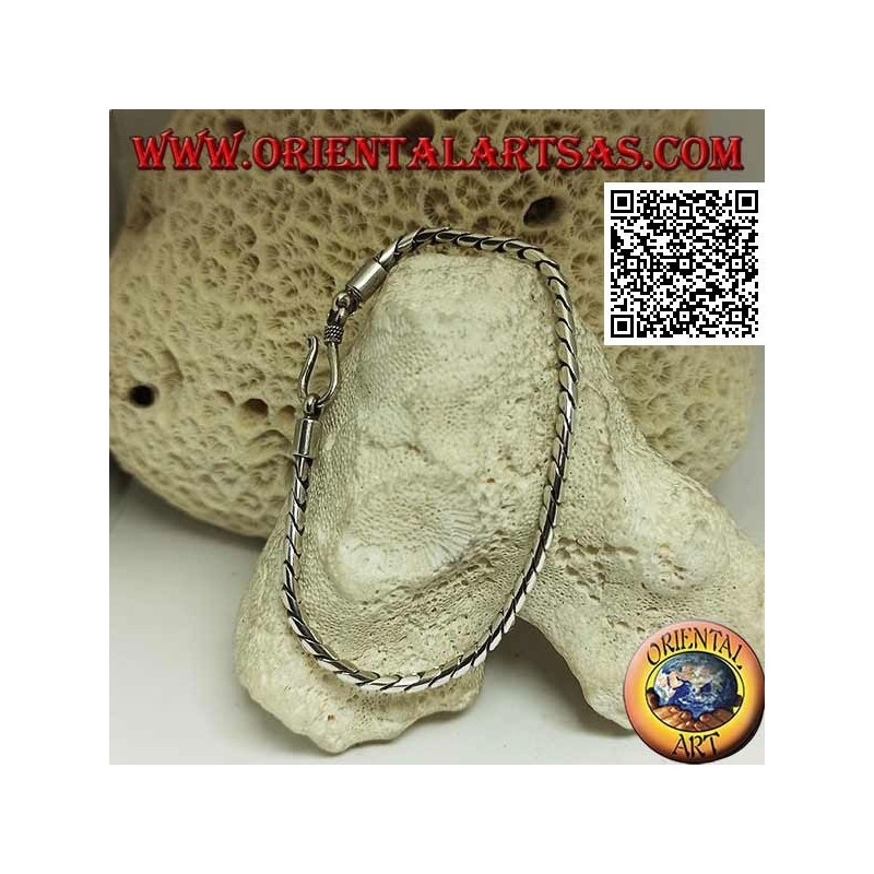 Soft silver round jointed bracelet with smooth hook 20.5cm x 3mm