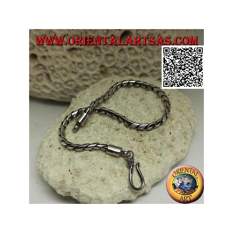 Weiches silbernes rundes Armband mit glattem Haken 20,5 cm x 3 mm