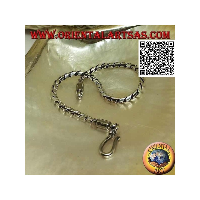 Weiches silbernes rundes Armband mit glattem Haken 20,5 cm x 3 mm