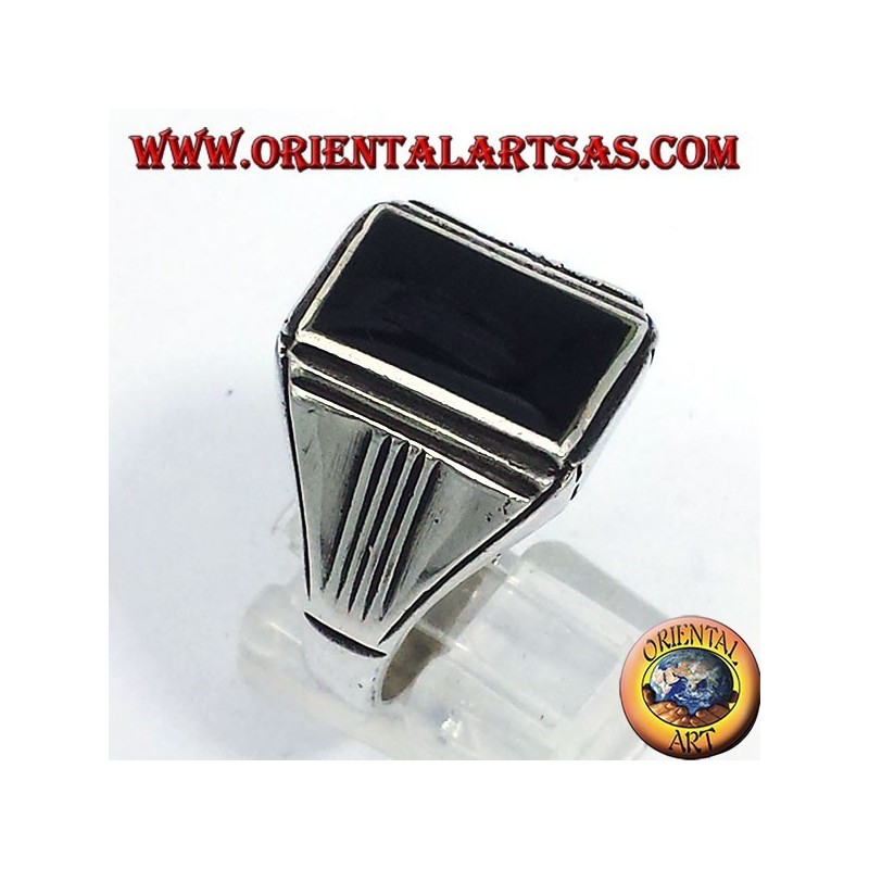 Silberring mit Onyx rechteckigen