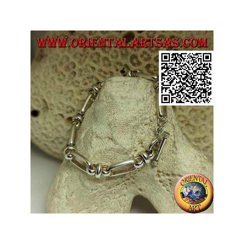 Silberkettenarmband mit ovalen Ringen, verbunden durch 18 cm