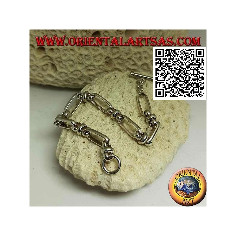 Silberkettenarmband mit ovalen Ringen, verbunden durch 18 cm