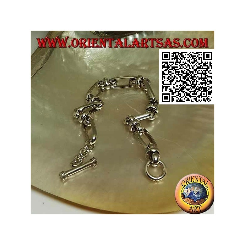 Bracelet chaîne en argent avec anneaux ovales reliés par 18 cm