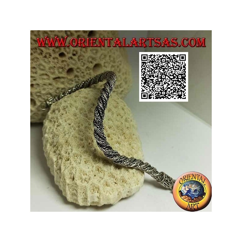 Indonesian silver snake twisted bracelet with 21.5cm x 6mm serpentine hook