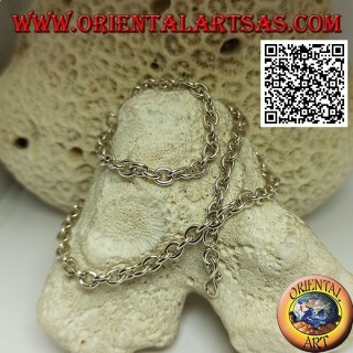 Collier en argent 925 ‰ avec anneaux ronds lisses perpendiculaires de 57,5 ​​cm x 5 mm