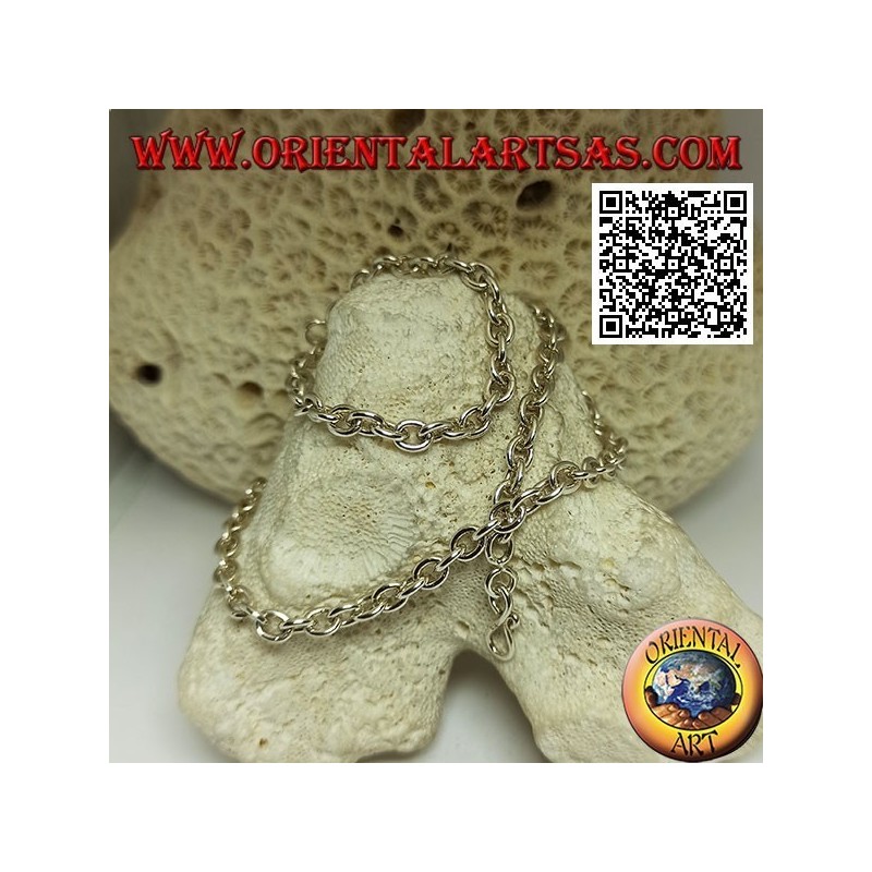 Collana in argento 925 ‰ ad anelli tondi lisci perpendicolari da 57,5 cm x 5 mm