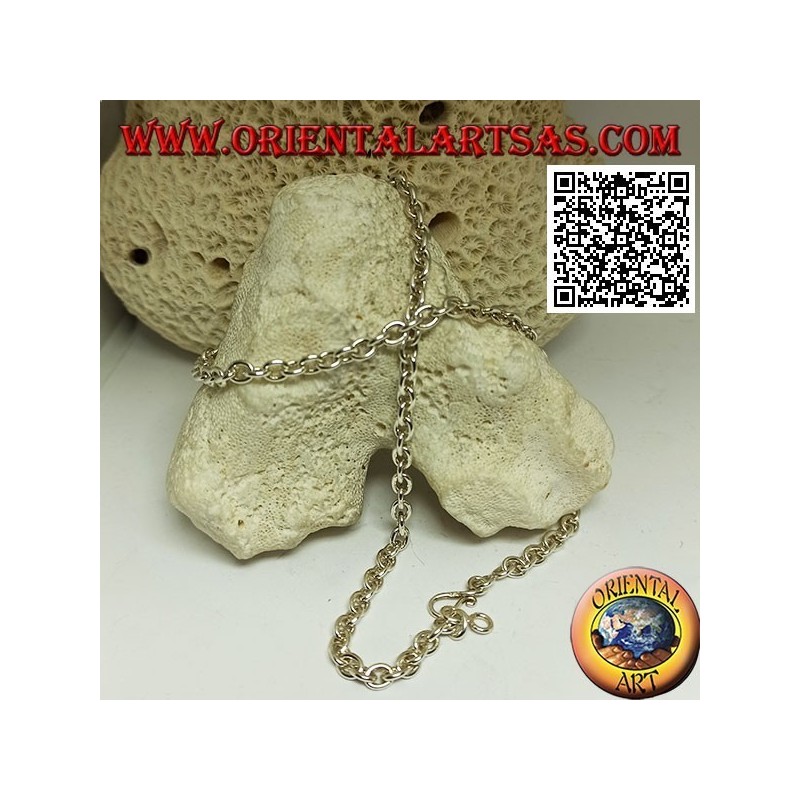 Collier en argent 925 ‰ avec anneaux ronds lisses perpendiculaires de 57,5 ​​cm x 5 mm