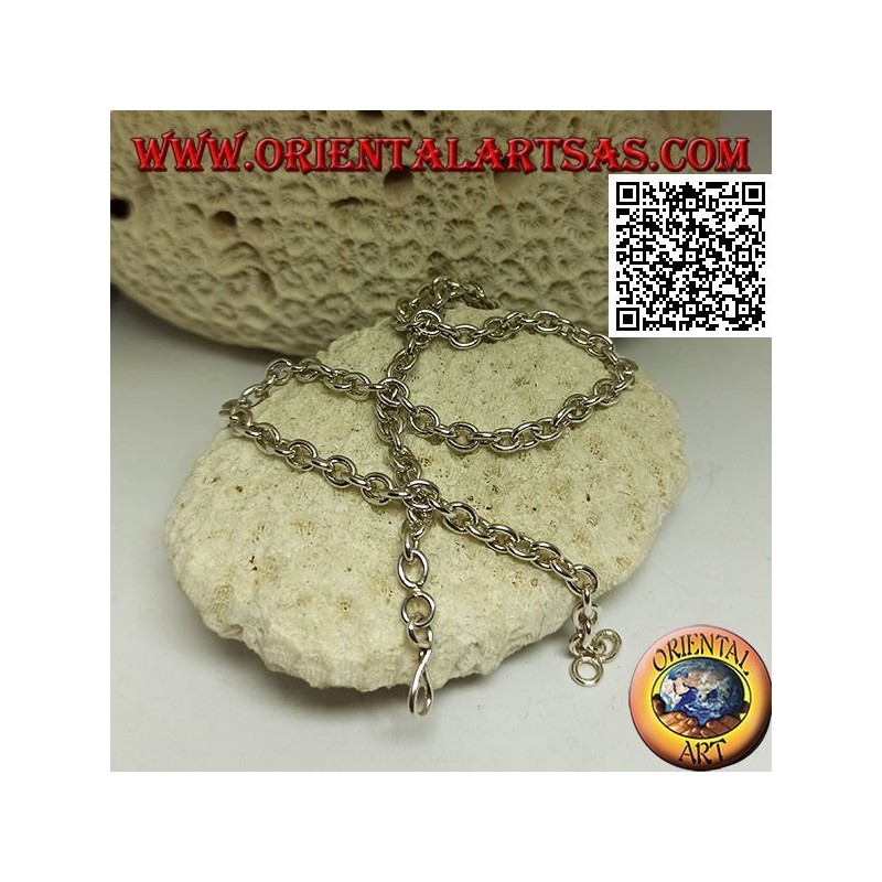 925 ‰ Silberkette mit 57,5 ​​cm x 5 mm senkrechten glatten runden Ringen