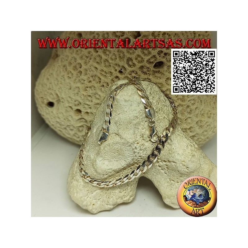 Collana in argento 925 ‰ a catena groumette diamantata da 62 cm x 5,5 mm x 1 mm