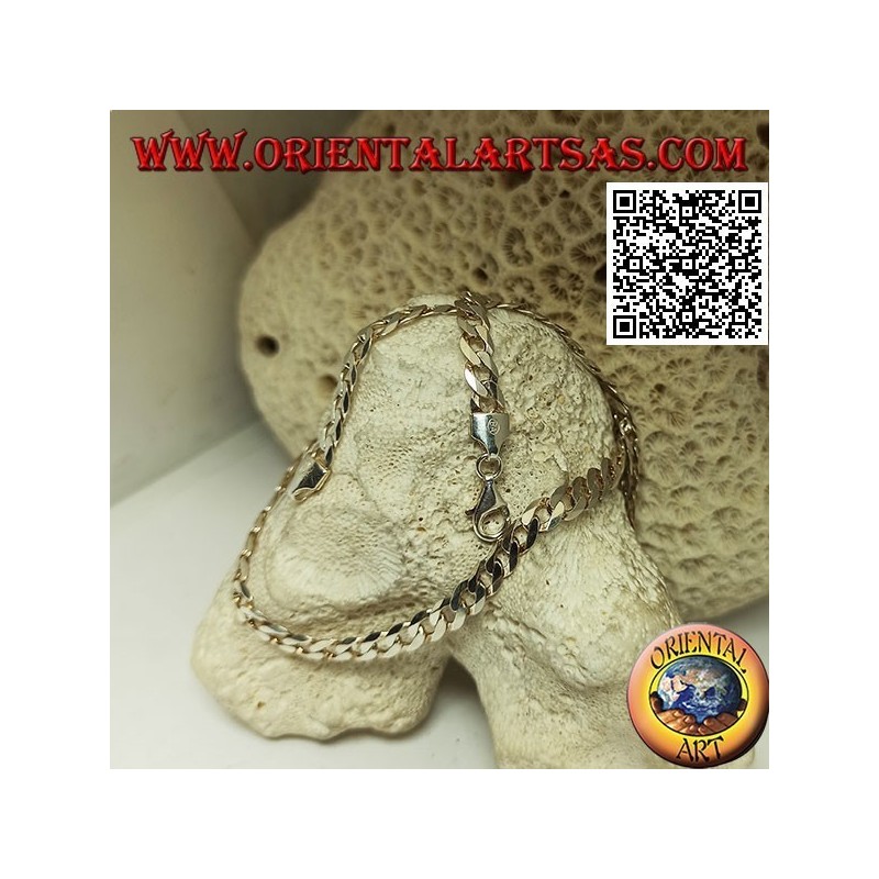 Collana in argento 925 ‰ a catena groumette diamantata da 62 cm x 5,5 mm x 1 mm