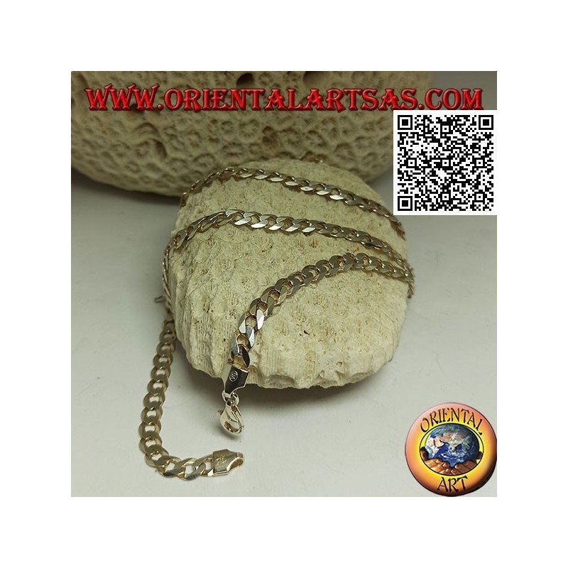 Collana in argento 925 ‰ a catena groumette diamantata da 62 cm x 5,5 mm x 1 mm