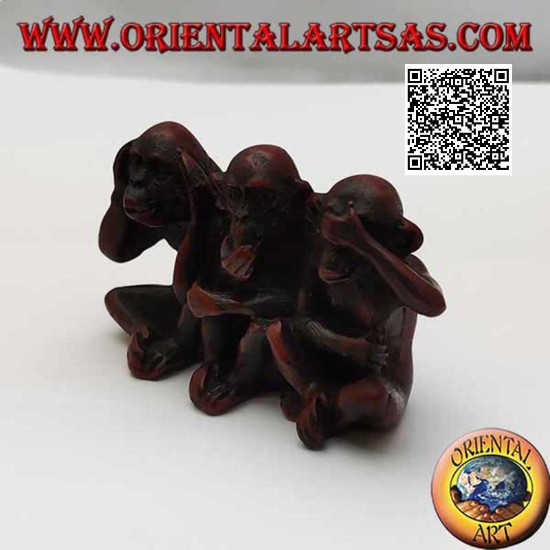 Sculpture des trois singes sages représentant le proverbe "je ne vois pas, je n'entends pas et je ne parle pas" en résine