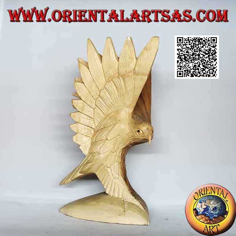 Skulptur des Steinadlers mit ausgebreiteten Flügeln in Suarholz von 23 cm