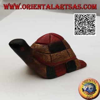 Tortuga boba nadando en madera de teca pintada a mano (12 cm)