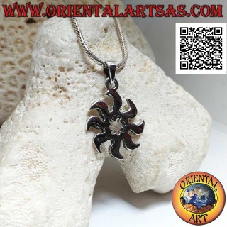 Pendentif en argent, shuriken multi-lames lisse