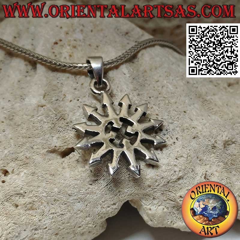 Pendentif en argent, flèches multidirectionnelles en cercle (rose des vents des flèches)