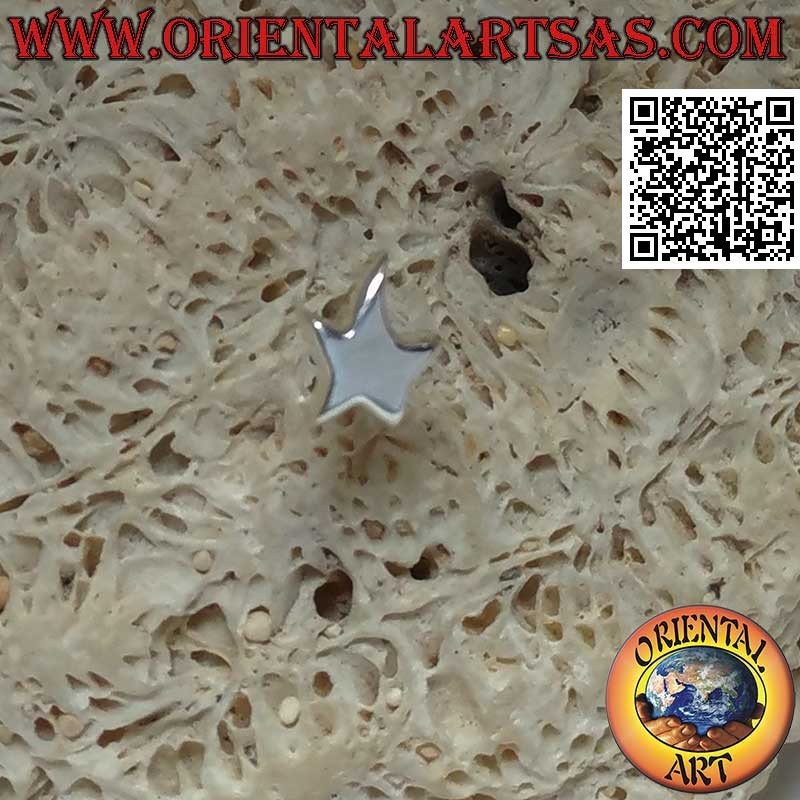 Silver mini earring, smooth and thick irregular star