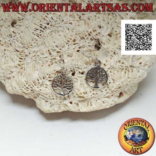 Orecchini in argento pendenti con albero della vita semplice e liscio nel cerchio (Ø 11 mm)