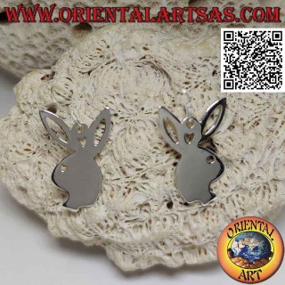 Boucles d'oreilles en argent avec un pendentif lisse lapin Playboy
