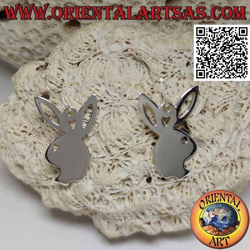 Boucles d'oreilles en argent avec un pendentif lisse lapin Playboy